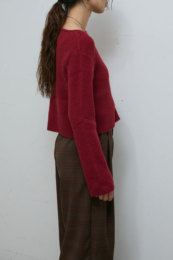 [予約/SET]コンパクトカーディガン+ベルト付きチェックタックワイドパンツ(2set)