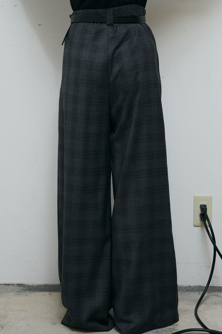 [予約/SET]コンパクトカーディガン+ベルト付きチェックタックワイドパンツ(2set)