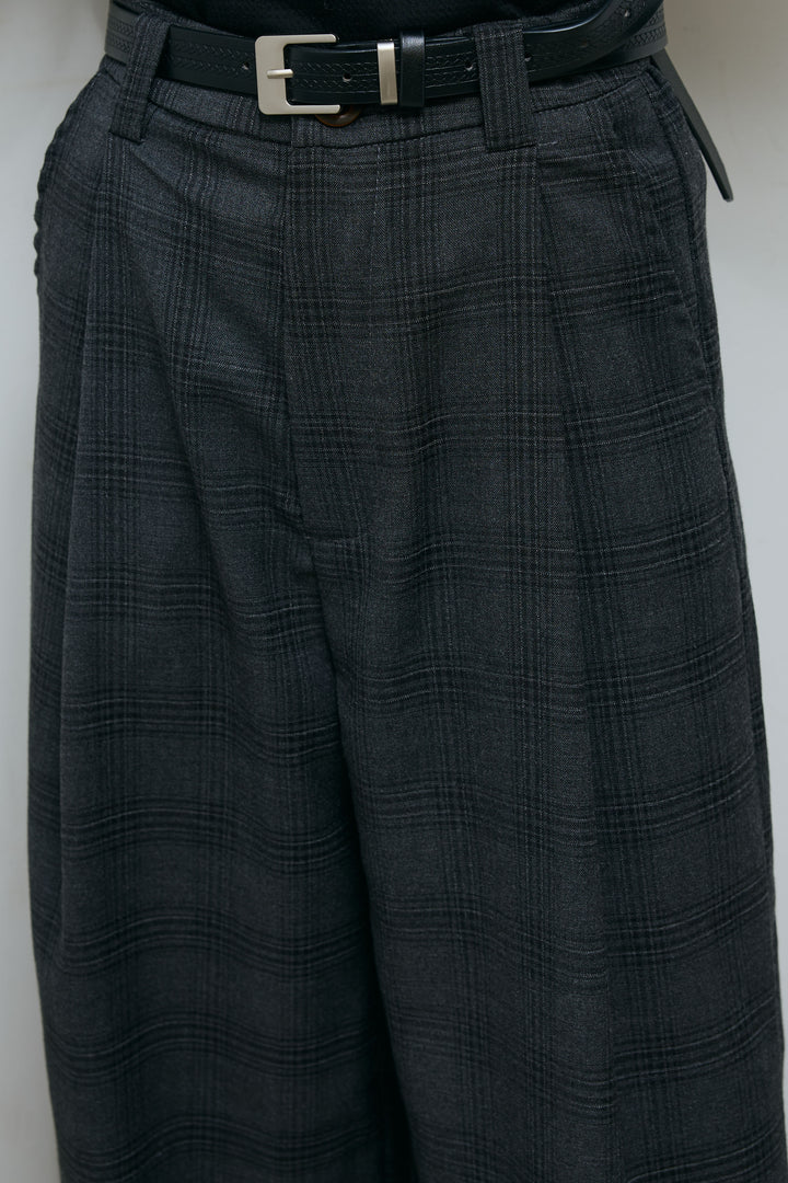 [予約/SET]コンパクトカーディガン+ベルト付きチェックタックワイドパンツ(2set)