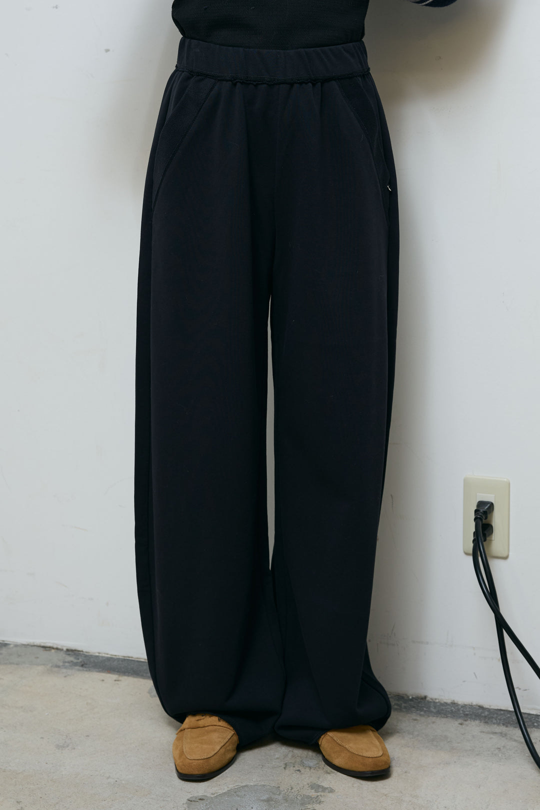 [予約/SET]スタンドカラーボーダージップニット+ボーダーニットPO+カーブスウェットパンツ(3set)