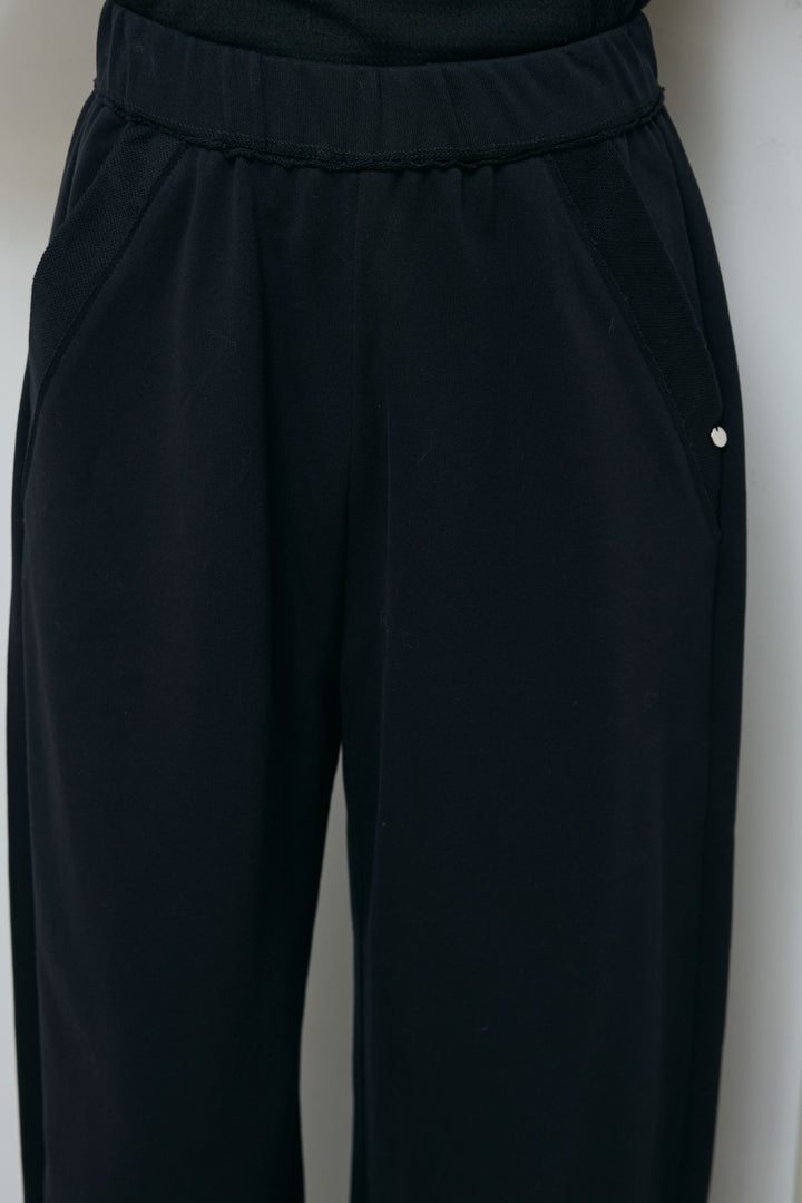 [予約/SET]スタンドカラーボーダージップニット+カーブスウェットパンツ(2set)