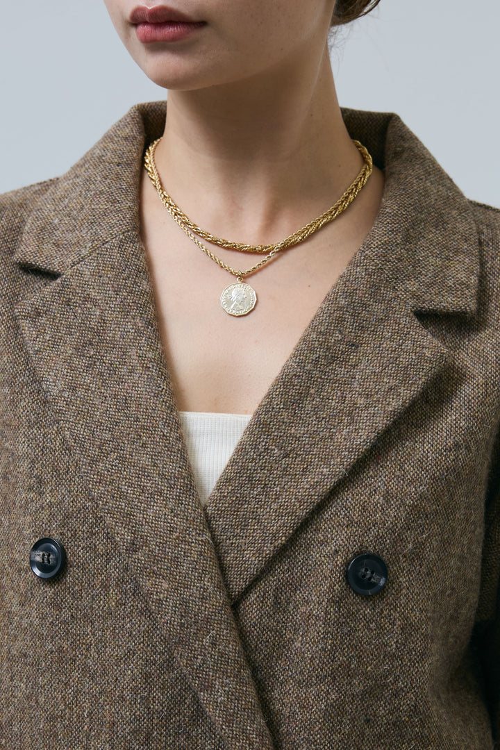 [予約/SET]ツイードレイヤードダブルテーラードJK+ツイードタックパンツ(2set)