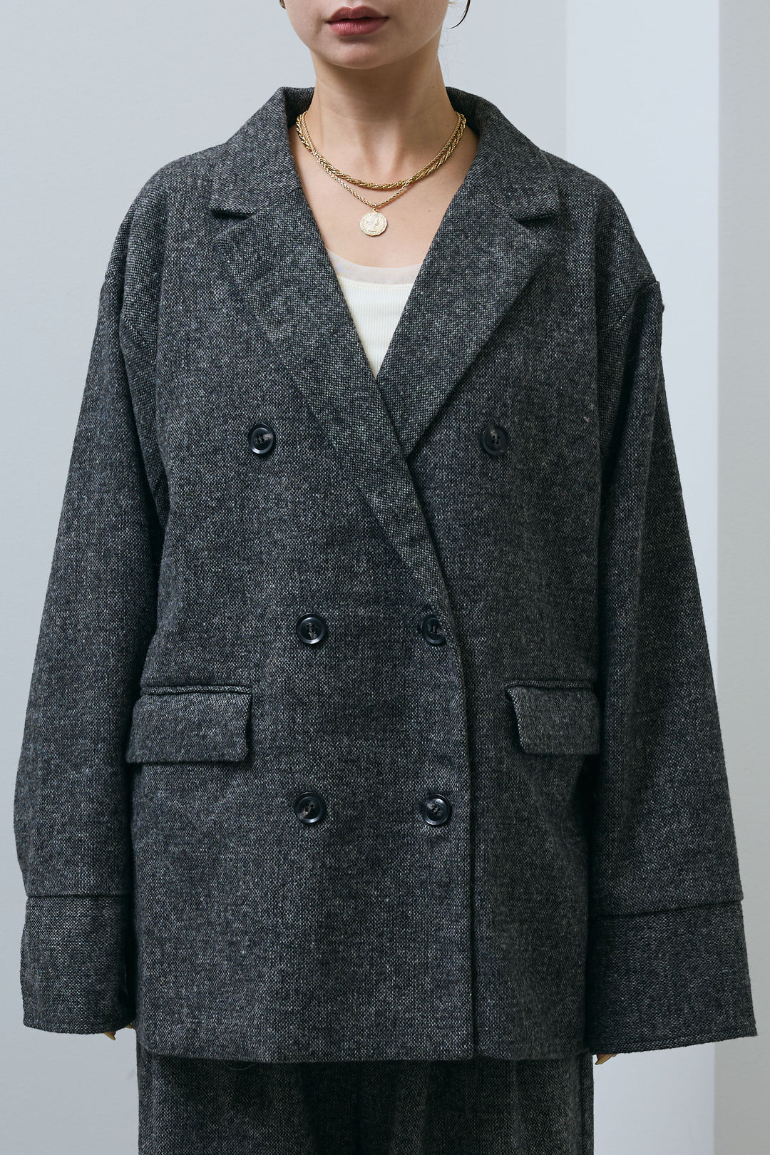 [予約]ツイードレイヤードダブルテーラードJK