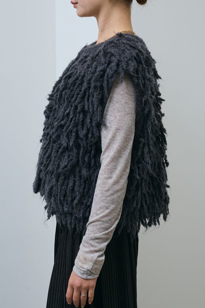 [予約/SET]フリンジニットベスト+シアーヘンリーネックロンT+バルーンパンツ(3set)