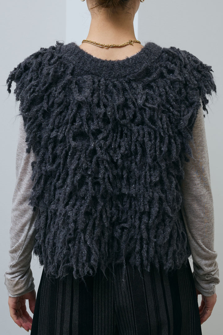 [予約/SET]フリンジニットベスト+シアーヘンリーネックロンT+ベロアストライプ細畝ワイドパンツ(3set)