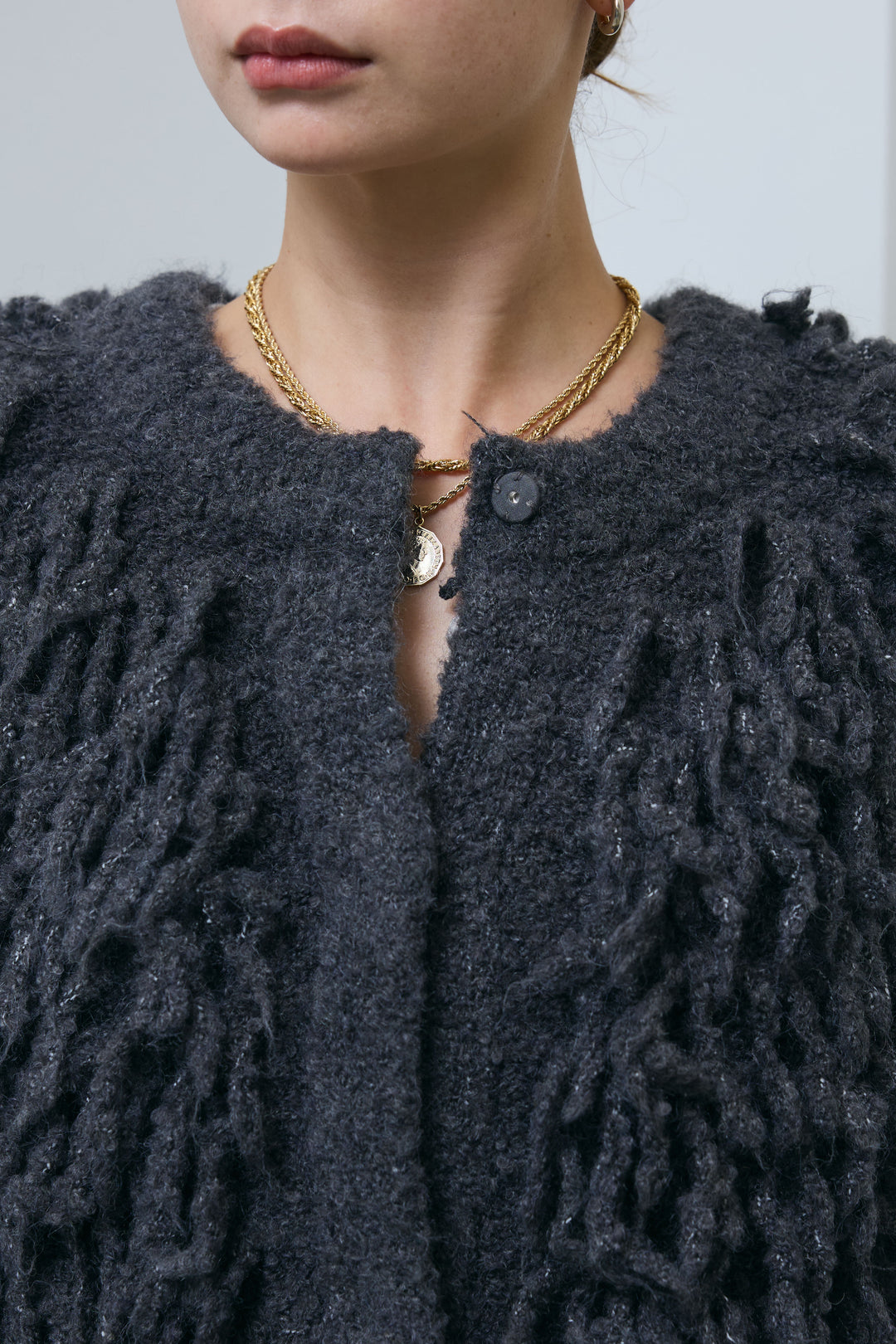 [予約/SET]フリンジニットベスト+ベロアストライプ細畝ワイドパンツ(2set)