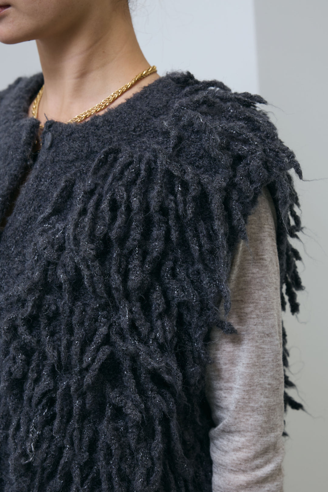 [予約/SET]フリンジニットベスト+シアーヘンリーネックロンT(2set)