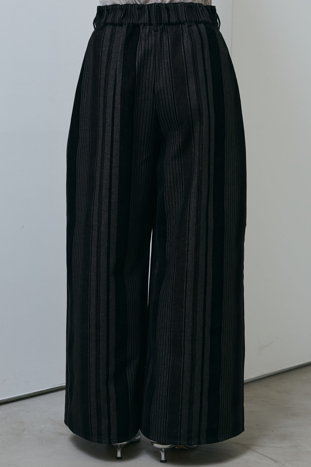 [予約/SET]フリンジニットベスト+ベロアストライプ細畝ワイドパンツ(2set)