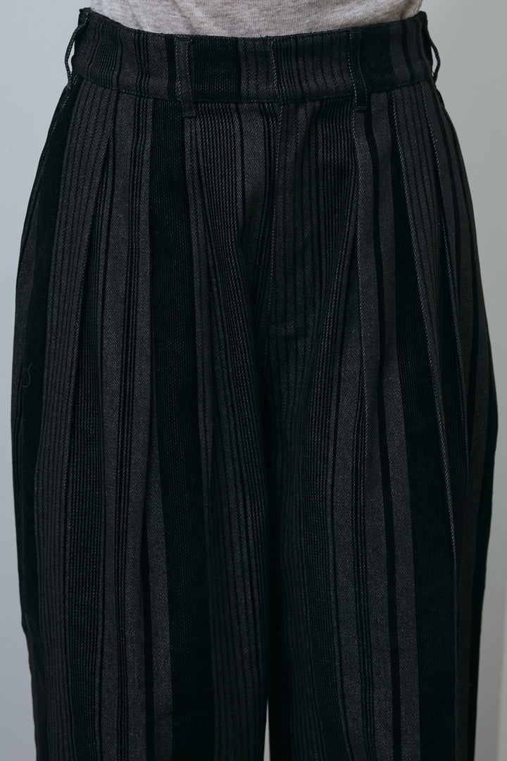 [予約/SET]フリンジニットベスト+シアーヘンリーネックロンT+ベロアストライプ細畝ワイドパンツ(3set)