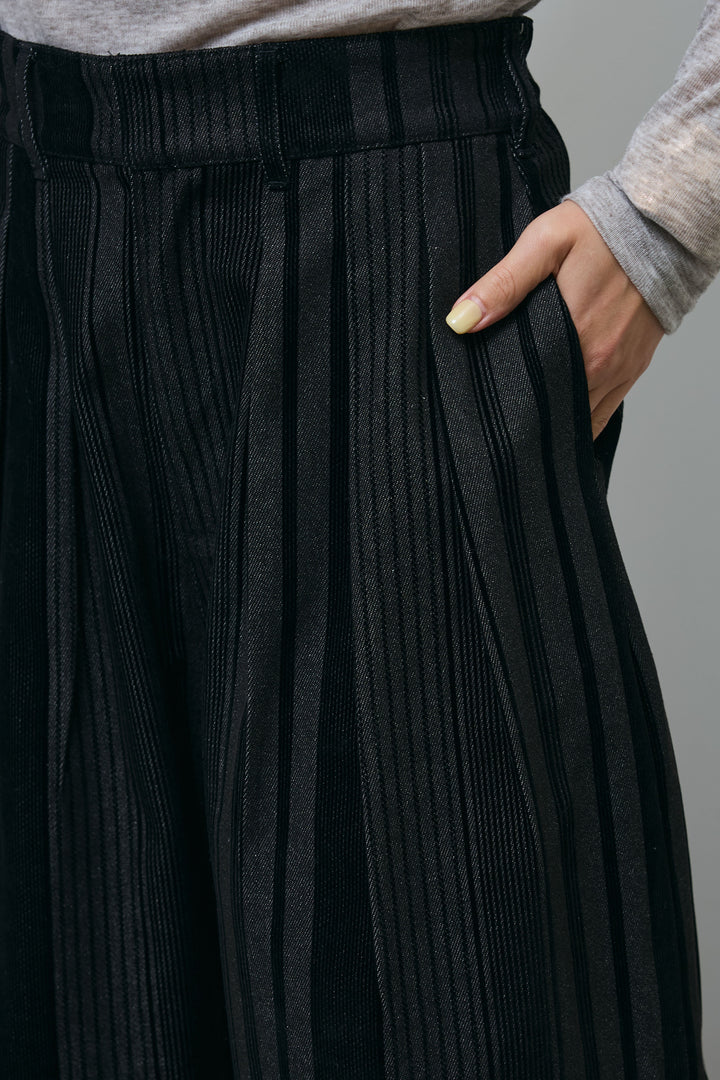 [予約/SET]フリンジニットベスト+ベロアストライプ細畝ワイドパンツ(2set)