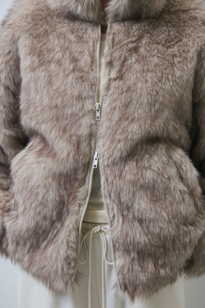 [予約/SET]ミックスファージップブルゾン+裏起毛スウェットワイドパンツ(2set)