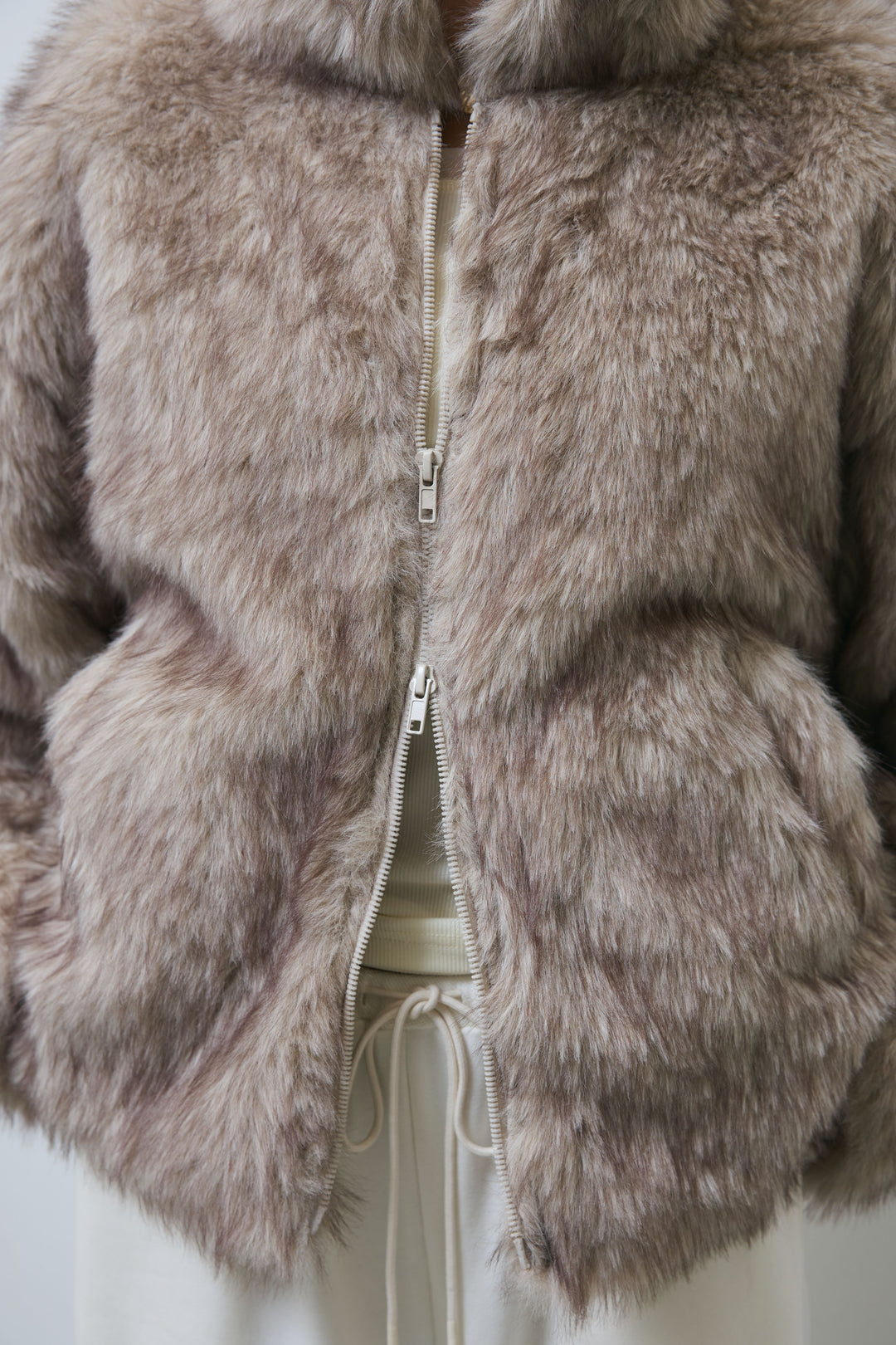 [予約/SET]ミックスファージップブルゾン+フロントホールニット+裏起毛スウェットワイドパンツ(3set)