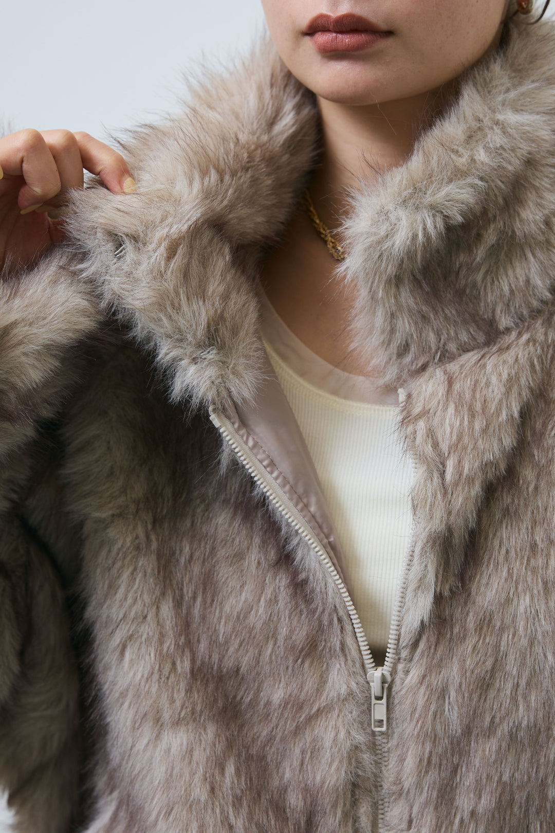 [予約/SET]ミックスファージップブルゾン+スウェット切り替えデニムパンツ(2set)