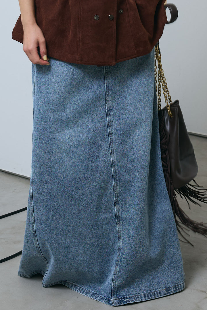 [予約/SET]ボア襟ジップブルゾン+オーバーサイズデニムシャツ+箔プリントロンT+オーセンティックデニムSK(4set)