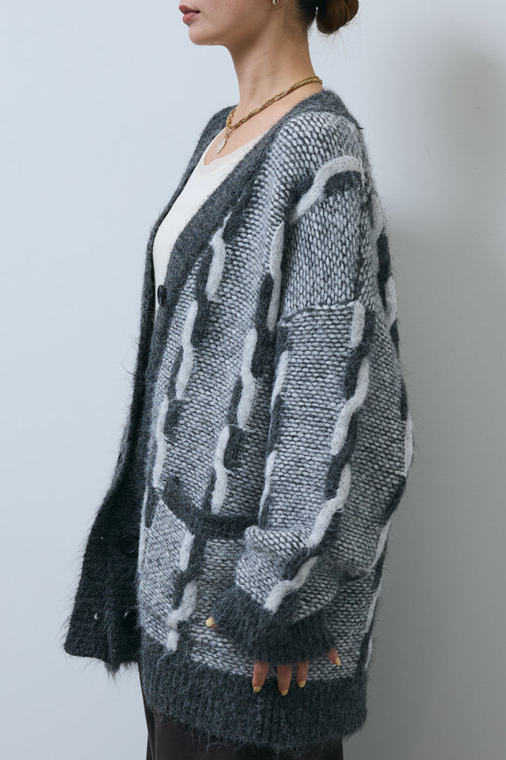 [予約]ロープ柄ボリュームニットカーディガン