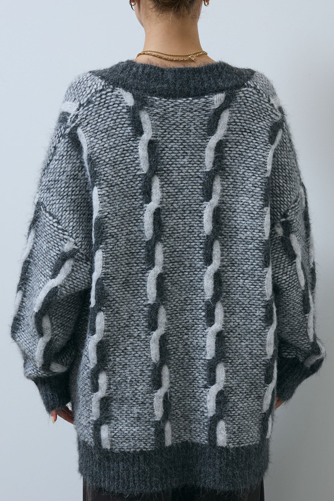 [予約]ロープ柄ボリュームニットカーディガン