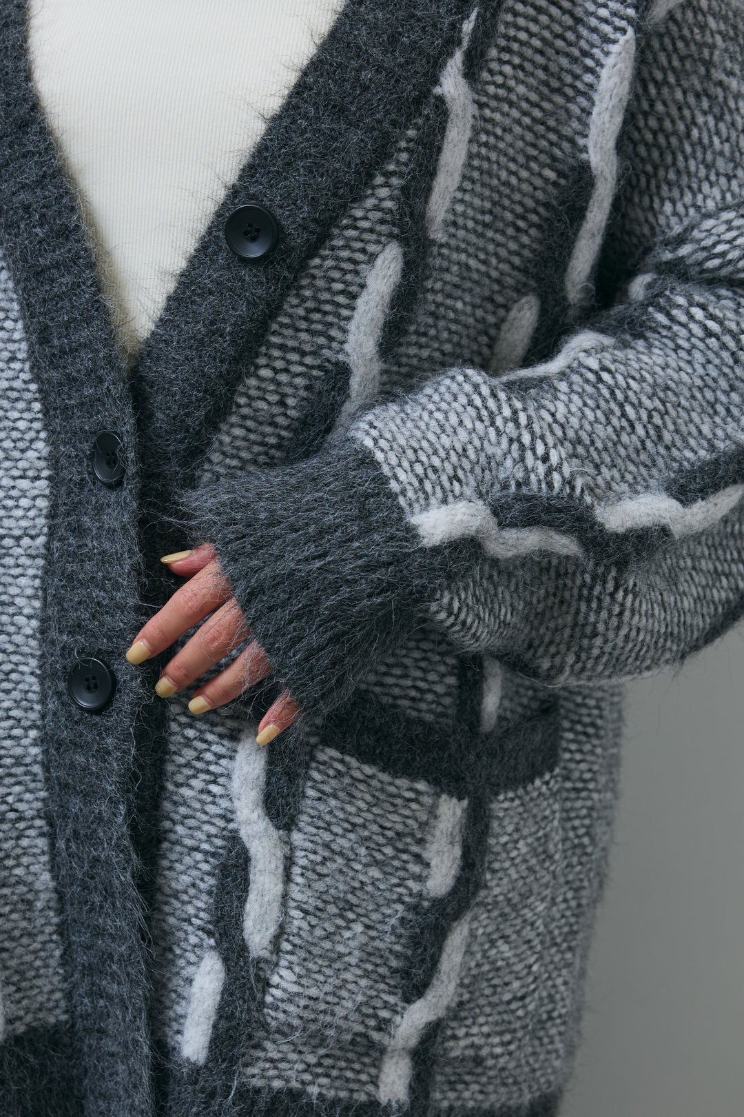 [予約/SET]ロープ柄ボリュームニットカーディガン+エフォートレススウェットパンツ(2set)