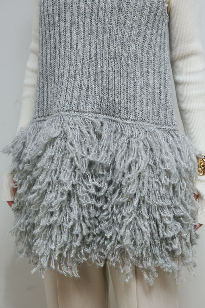 [予約]フリンジ切り替えニットチュニック