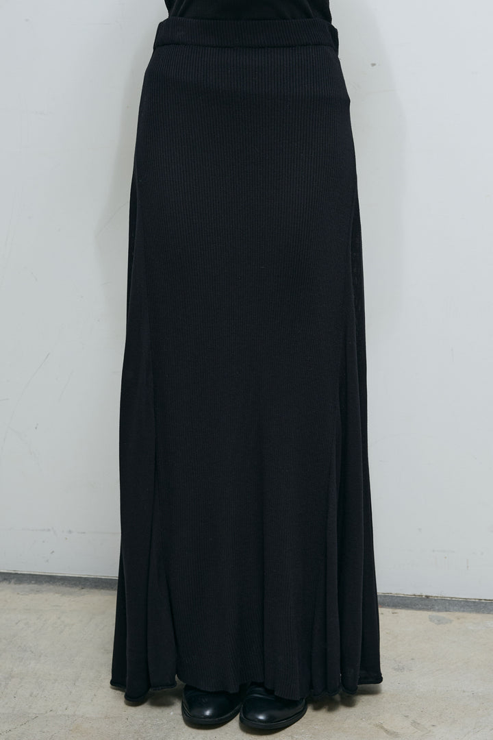 [予約/SET]パイピングニットカーディガン+切り替えリブニットロングスカート(2set)