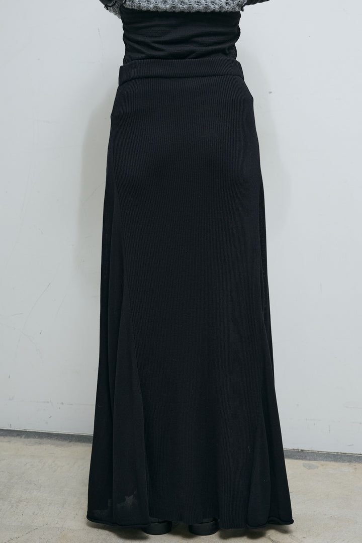 [予約]切り替えリブニットロングスカート