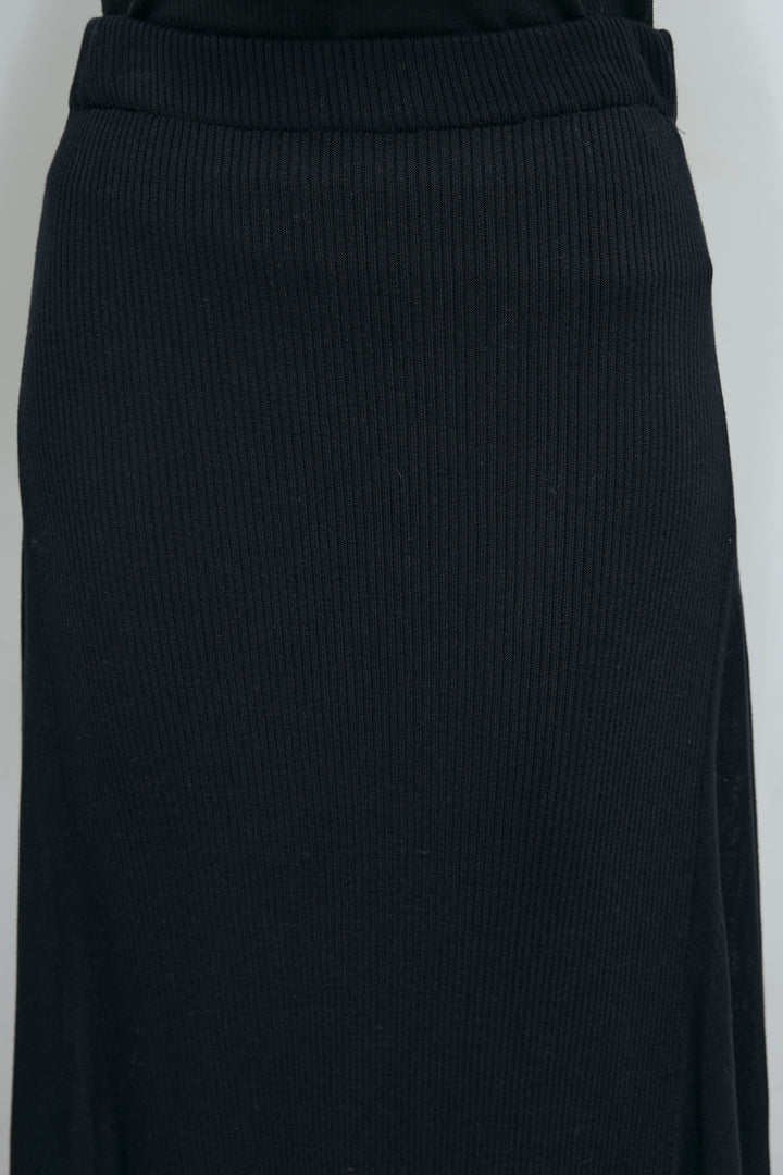 [予約/SET]ローゲージシアー ニット+箔プリントロンT+切り替えリブニットロングスカート(3set)