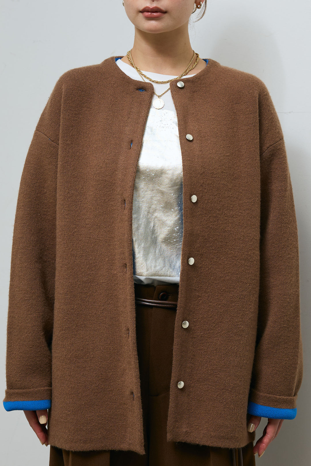 [予約]ダブルフェイス配色ニットコート