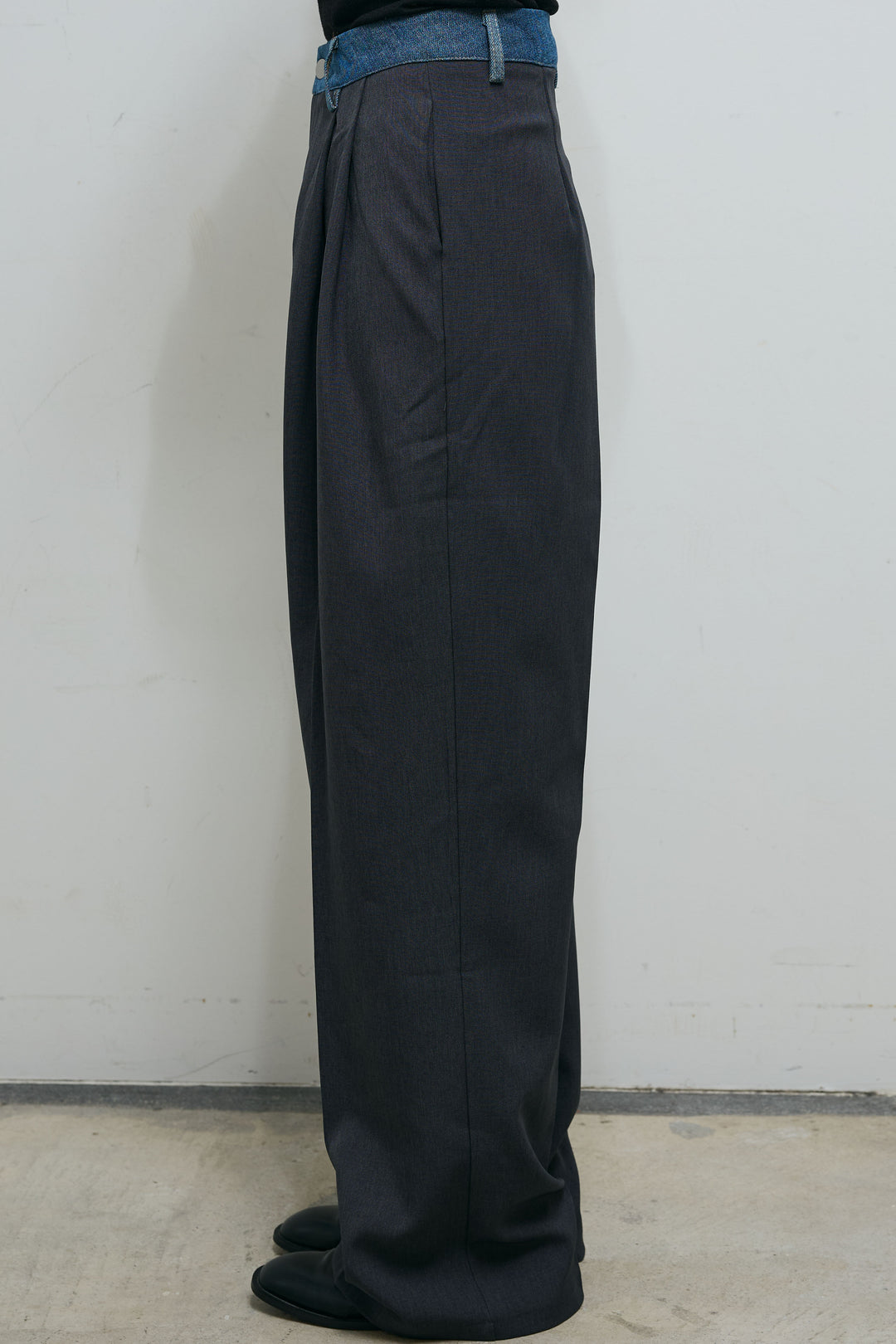 [予約/SET]ループ付きミニフェザーニット+ウエスト配色タックワイドパンツ(2set)