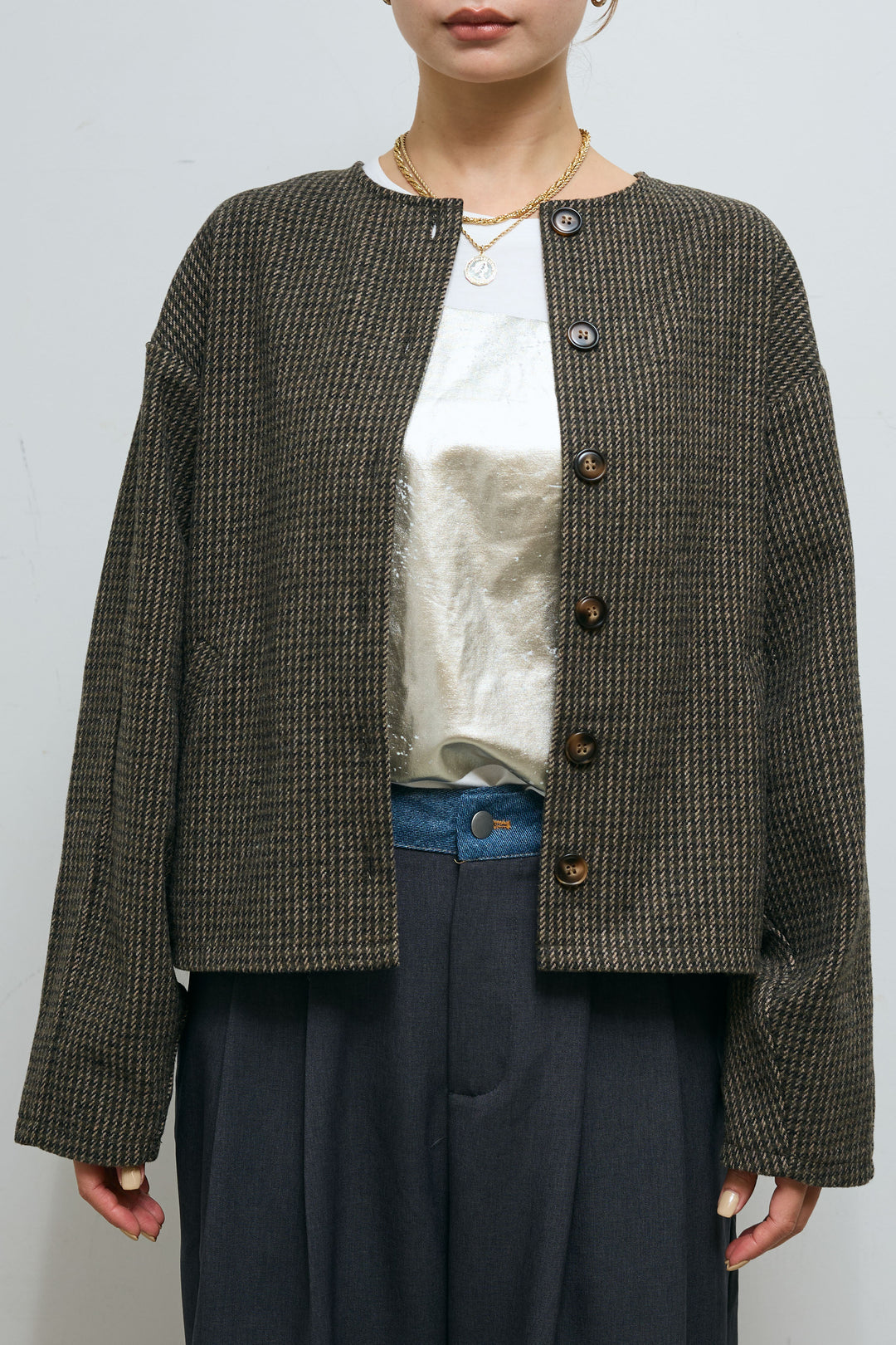 [予約]ガンクラブチェックノーカラーJK