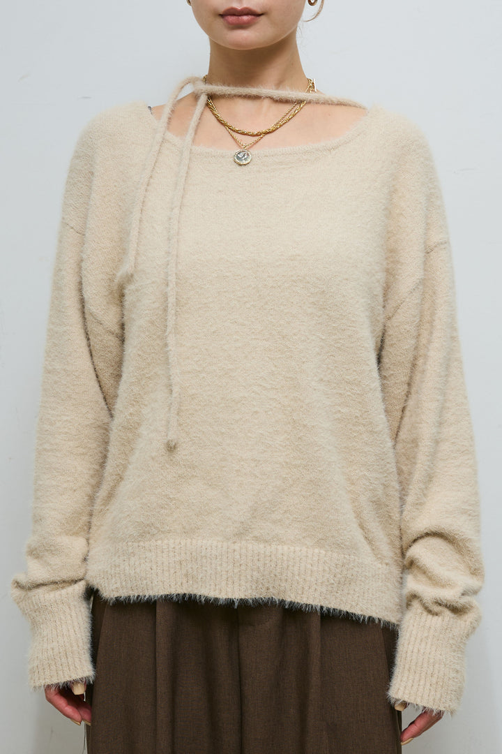 [予約]ループ付きミニフェザーニット