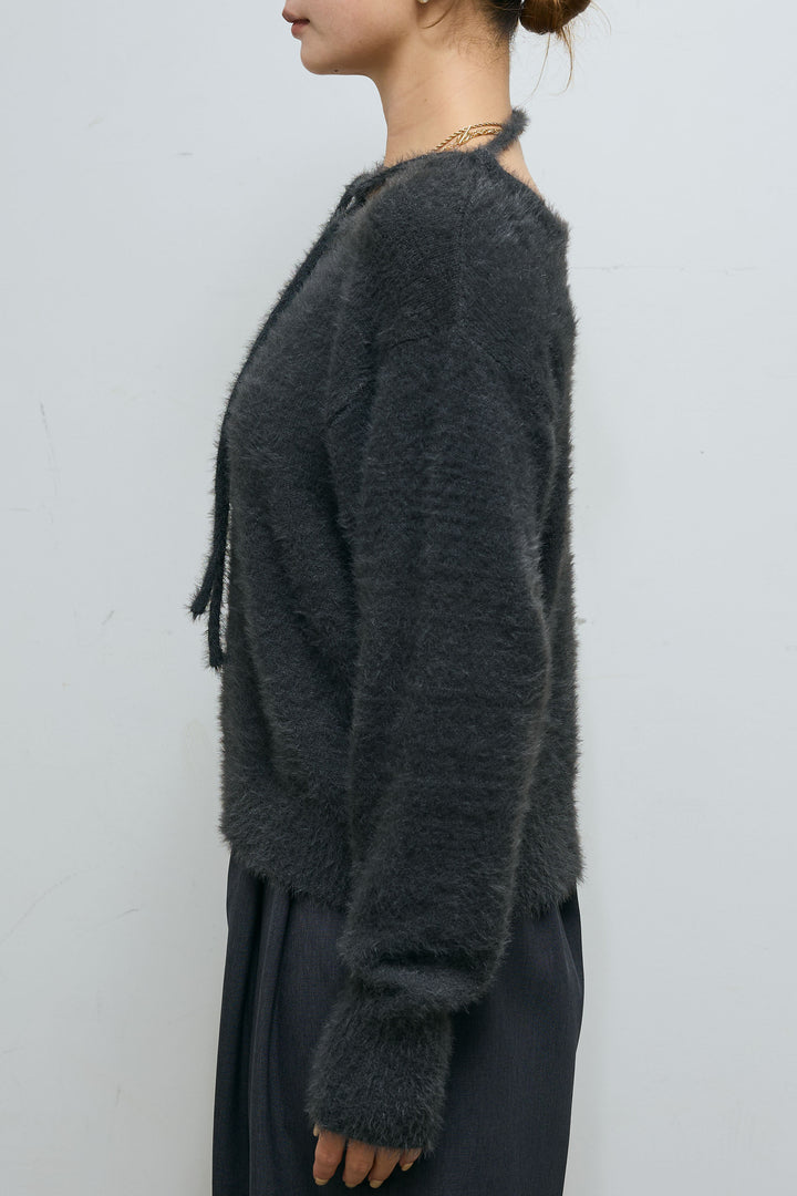 [予約/SET]ループ付きミニフェザーニット+ウエスト配色タックワイドパンツ(2set)