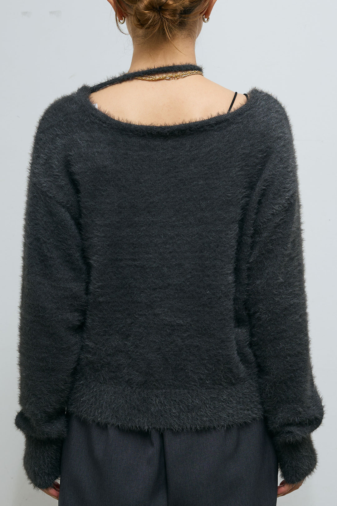 [予約/SET]ループ付きミニフェザーニット+ウエスト配色タックワイドパンツ(2set)