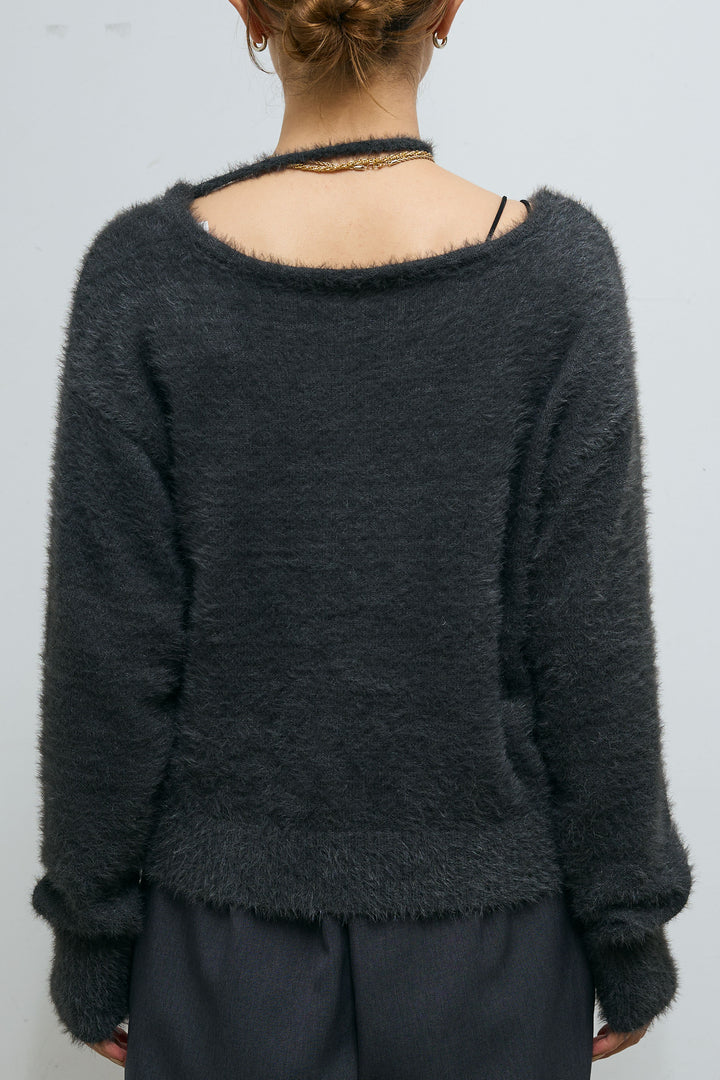 [予約]ループ付きミニフェザーニット