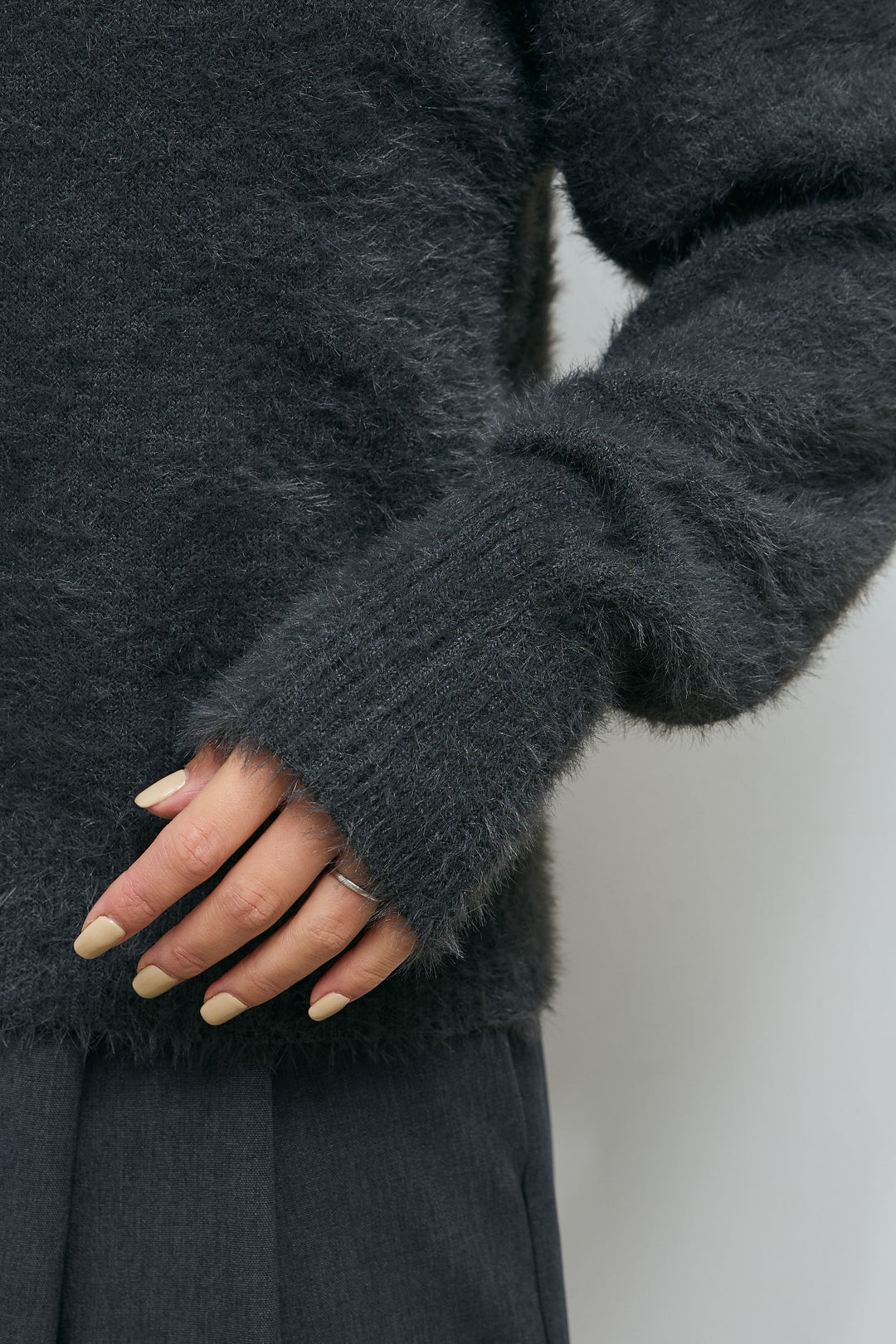 [予約/SET]ループ付きミニフェザーニット+ウエスト配色タックワイドパンツ(2set)