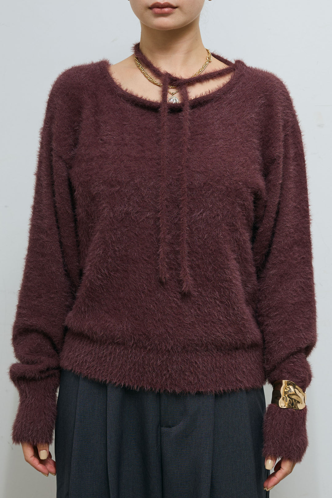 [予約]ループ付きミニフェザーニット