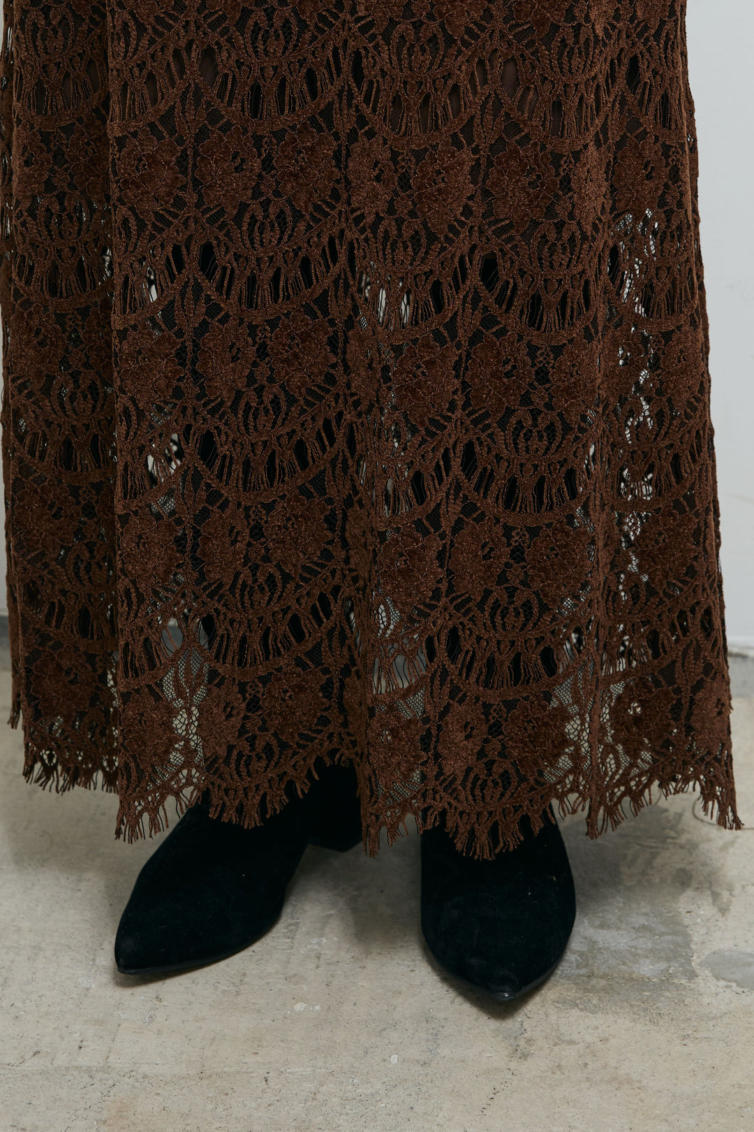 [予約/SET]ボア襟ジップブルゾン+レース刺繍ロングスカート(2set)