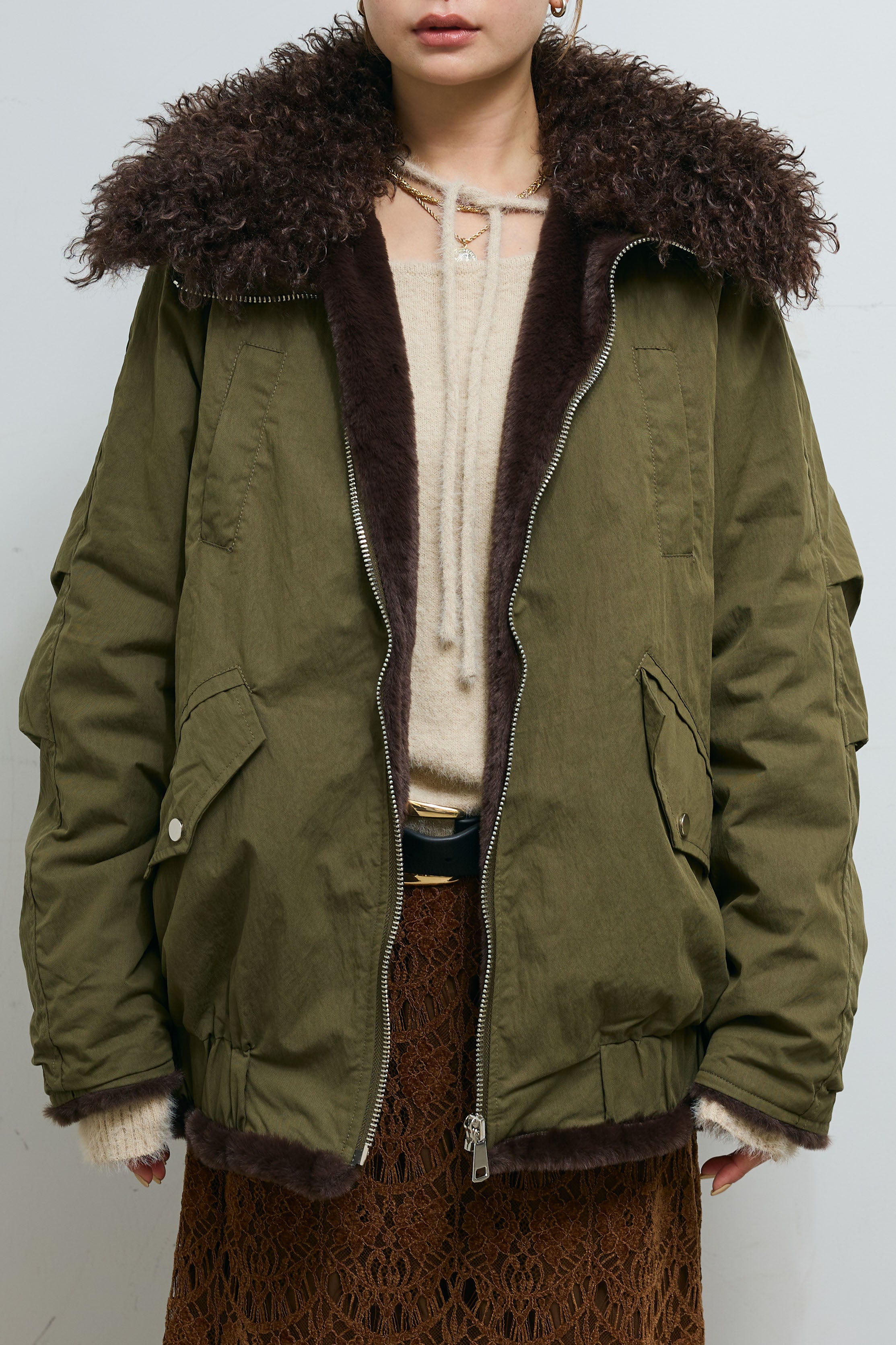 予約]ボア襟ジップブルゾン – IAMALPHA