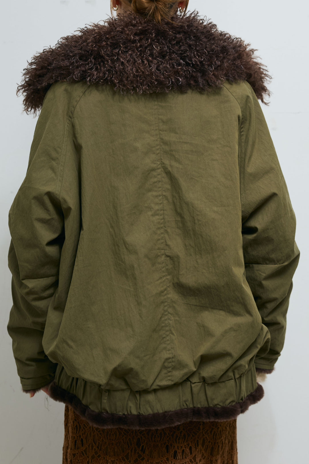 [予約/SET]ボア襟ジップブルゾン+フロントジップストラップデザインデニムサロペット(2set)