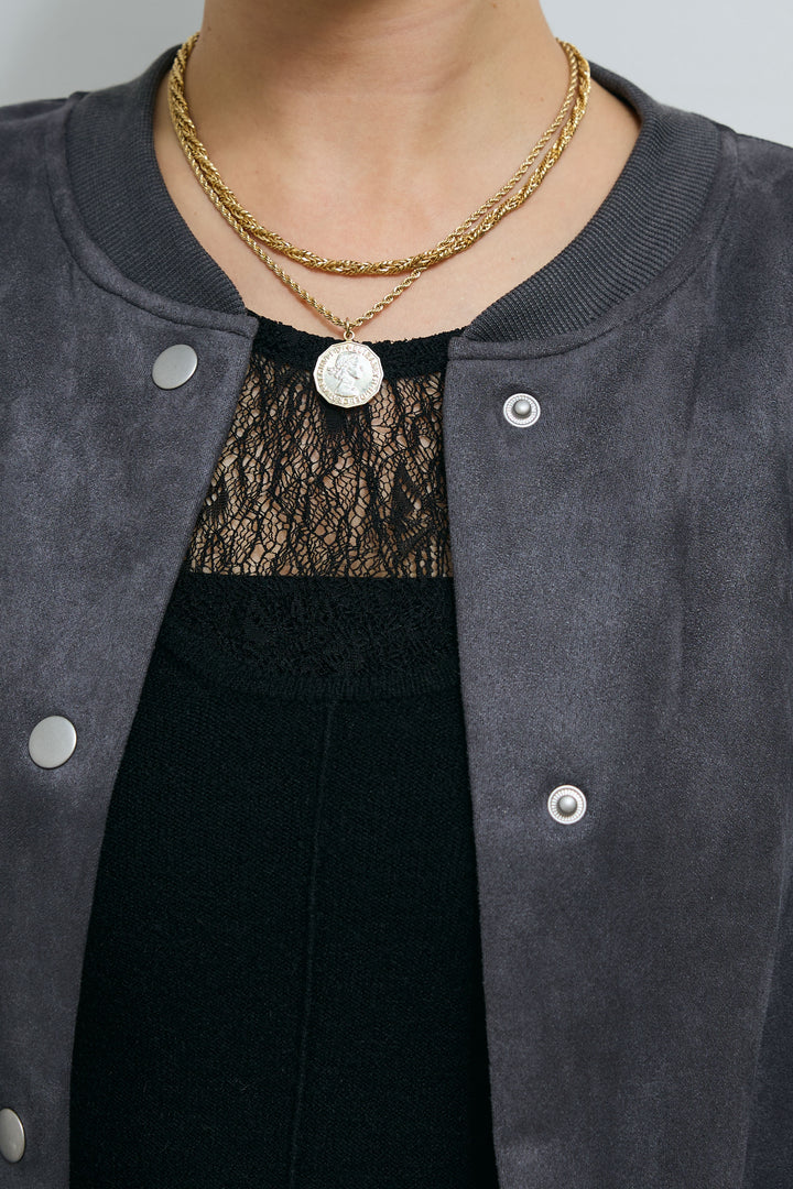 [予約/SET]スウェードタッチスタジャン+マルチウェイニットタンク+センタースリットパンツ(3set)