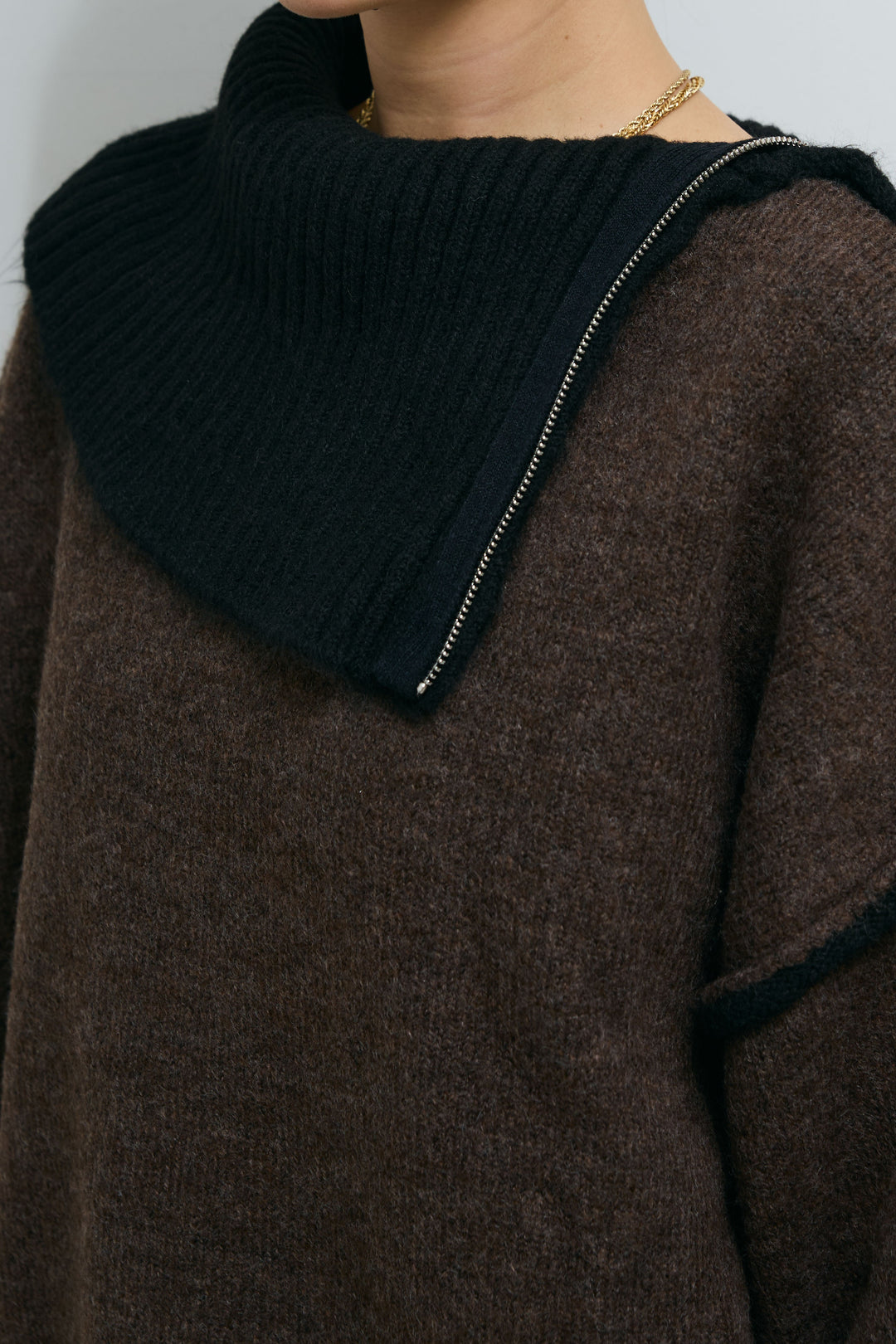 [予約/SET]ハイネックジップデザインニットトップス+ダンボールニットパンツ(2set)