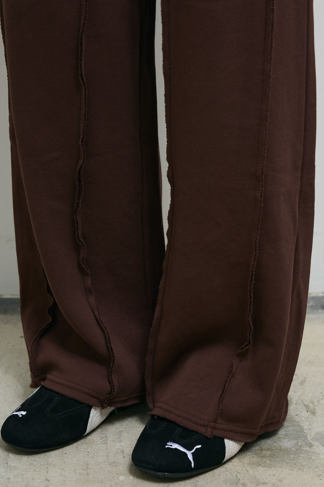 [予約/SET]フリンジ切り替えニットチュニック+ベロアチュールヘンリーネックT+ストレート裏毛パンツ(3set)