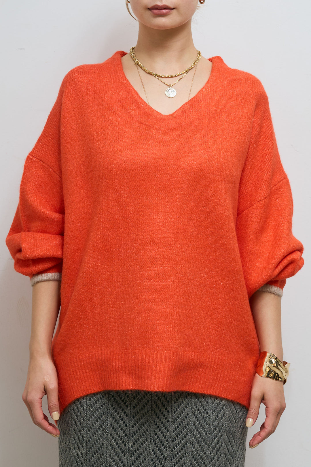 [予約]バイカラーコクーンニット