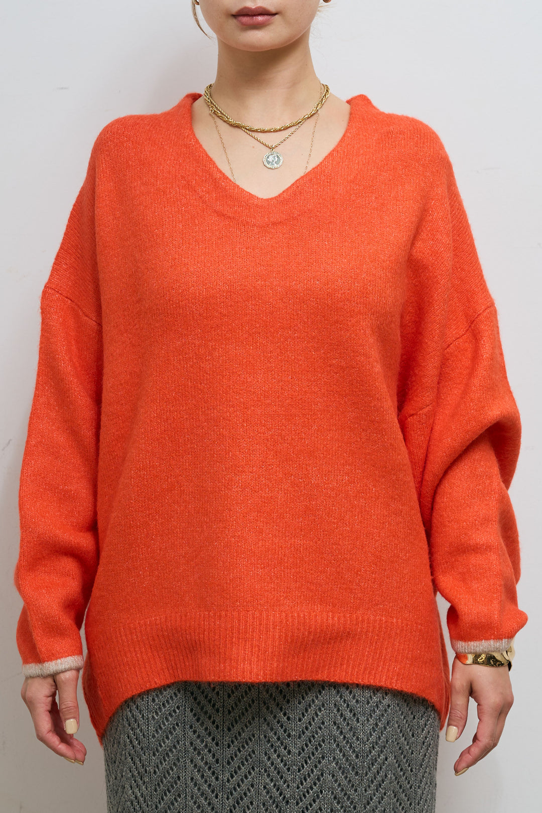 [予約]バイカラーコクーンニット