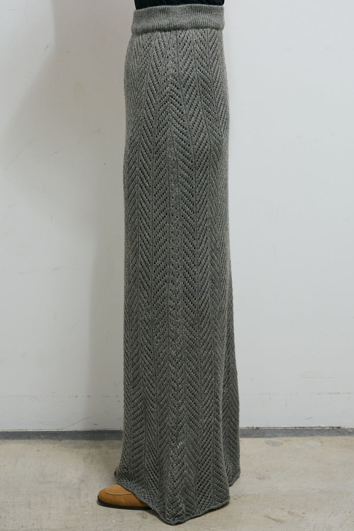 [予約]スカーフ付き透かし編みニットスカート