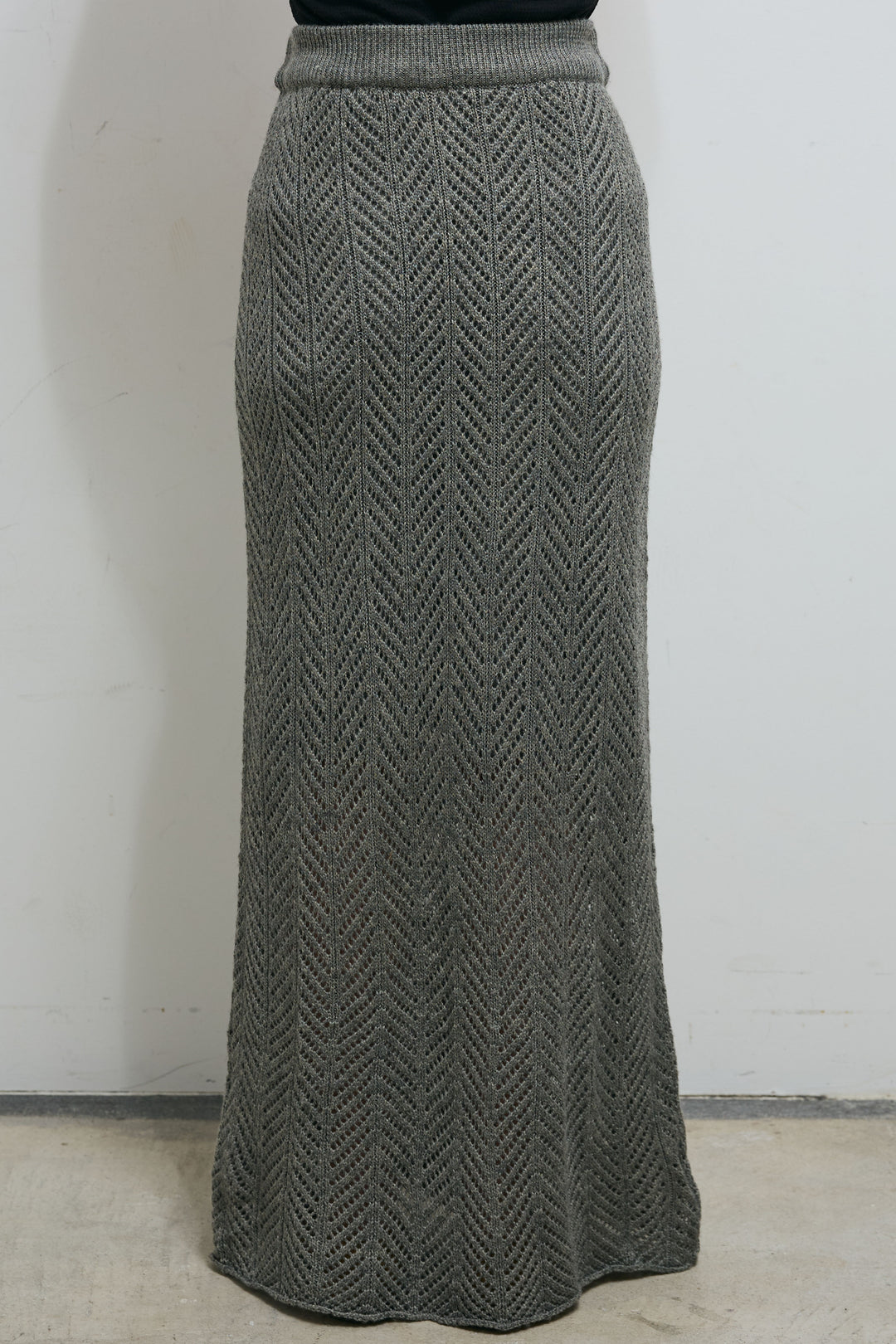 [予約]スカーフ付き透かし編みニットスカート