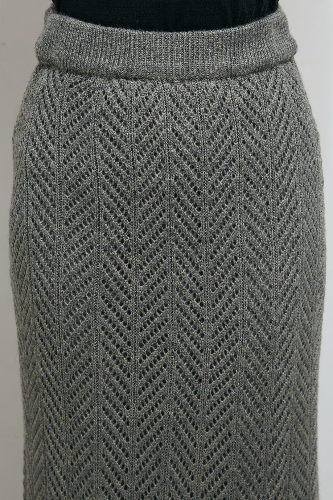 [予約]スカーフ付き透かし編みニットスカート