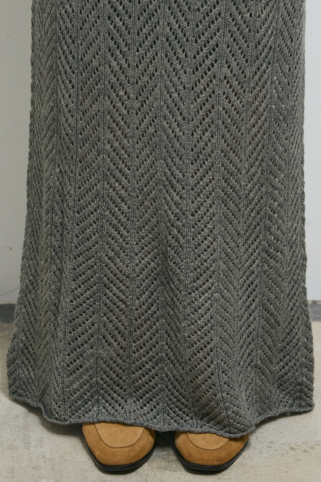 [予約]スカーフ付き透かし編みニットスカート