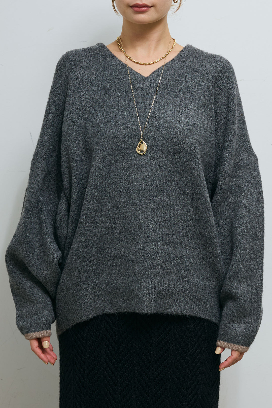 [予約]バイカラーコクーンニット