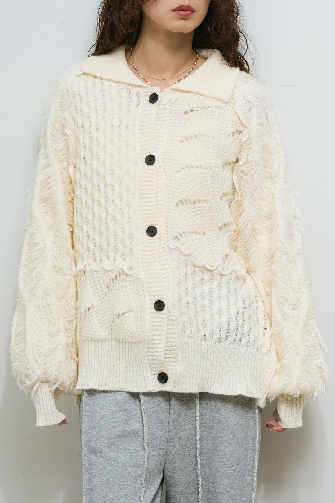 [予約/SET]フリンジカウチンカーディガン+ストレート裏毛パンツ(2set)