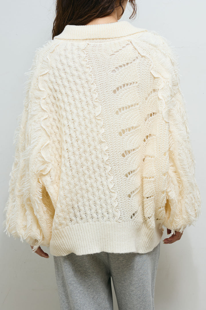 [予約/SET]フリンジカウチンカーディガン+ストレート裏毛パンツ(2set)