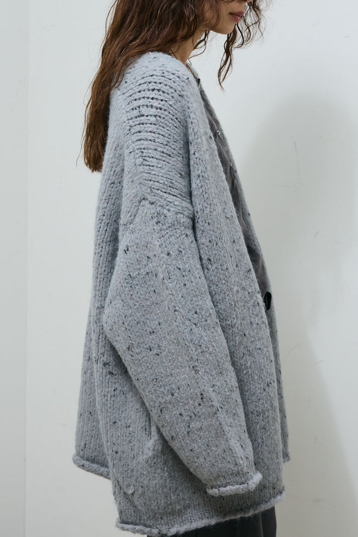 [予約/SET]ネップモールミドルカーディガン+ベロアチュールヘンリーネックT+ストレート裏毛パンツ(3set)